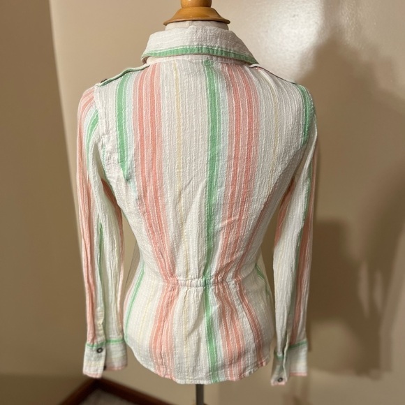 ROXY Pastel Striped Button Down Shirt Sz S - Picture 3 of 6